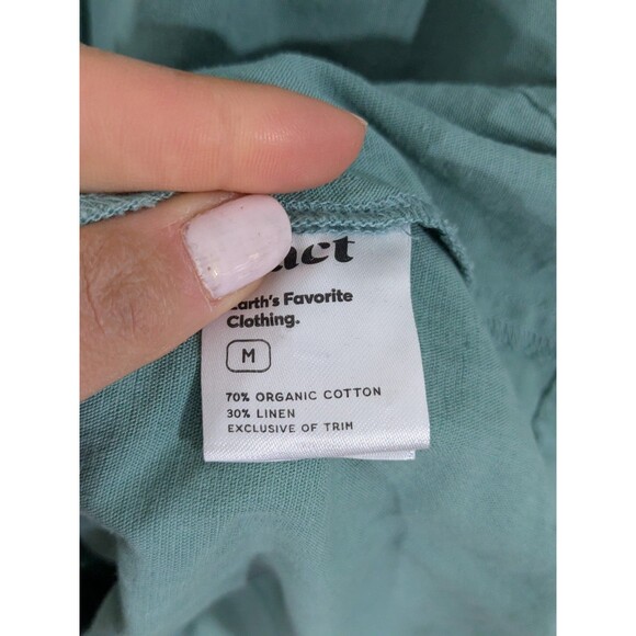 Pact Green Canopy Button Front Midi Dress Womens M Organic Cotton Linen Prairie - Picture 6 of 7